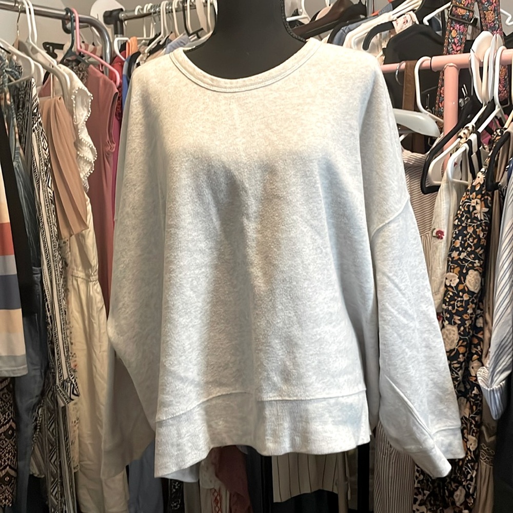 Ocean Drive Sz L Grey cut out sweatshirt